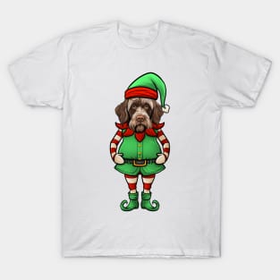 Funny Christmas Elf Wirehaired Pointing Griffon Dog T-Shirt